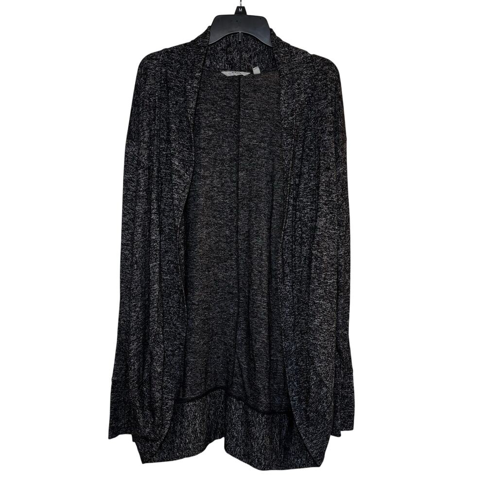 Athleta Luxe Pose Open Front Wrap Black Gray Cardigan Topper Size XL Athleisure